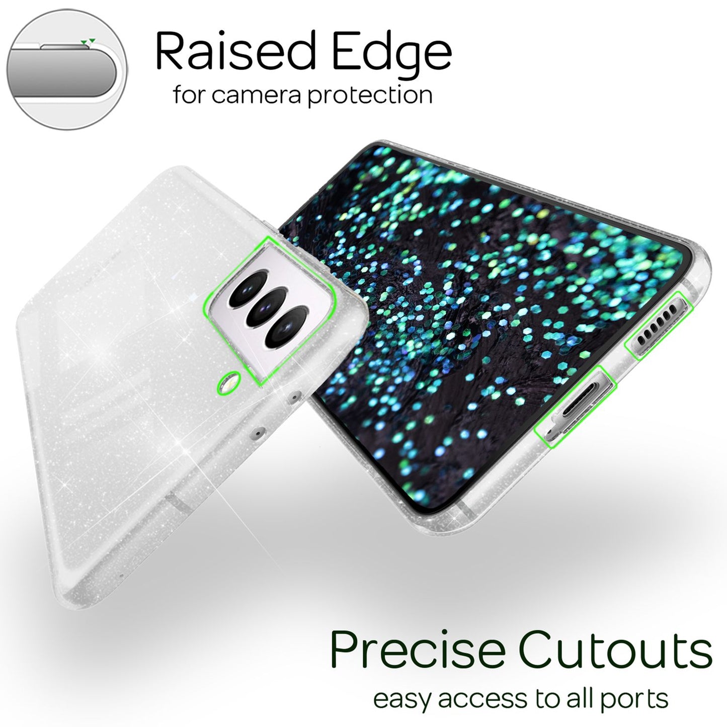NALIA Glitzerhülle für Samsung Galaxy S22 – Funkelndes Silikon Case – DAZZLIN (Transparent & Stoßfest) – Marke aus Berlin