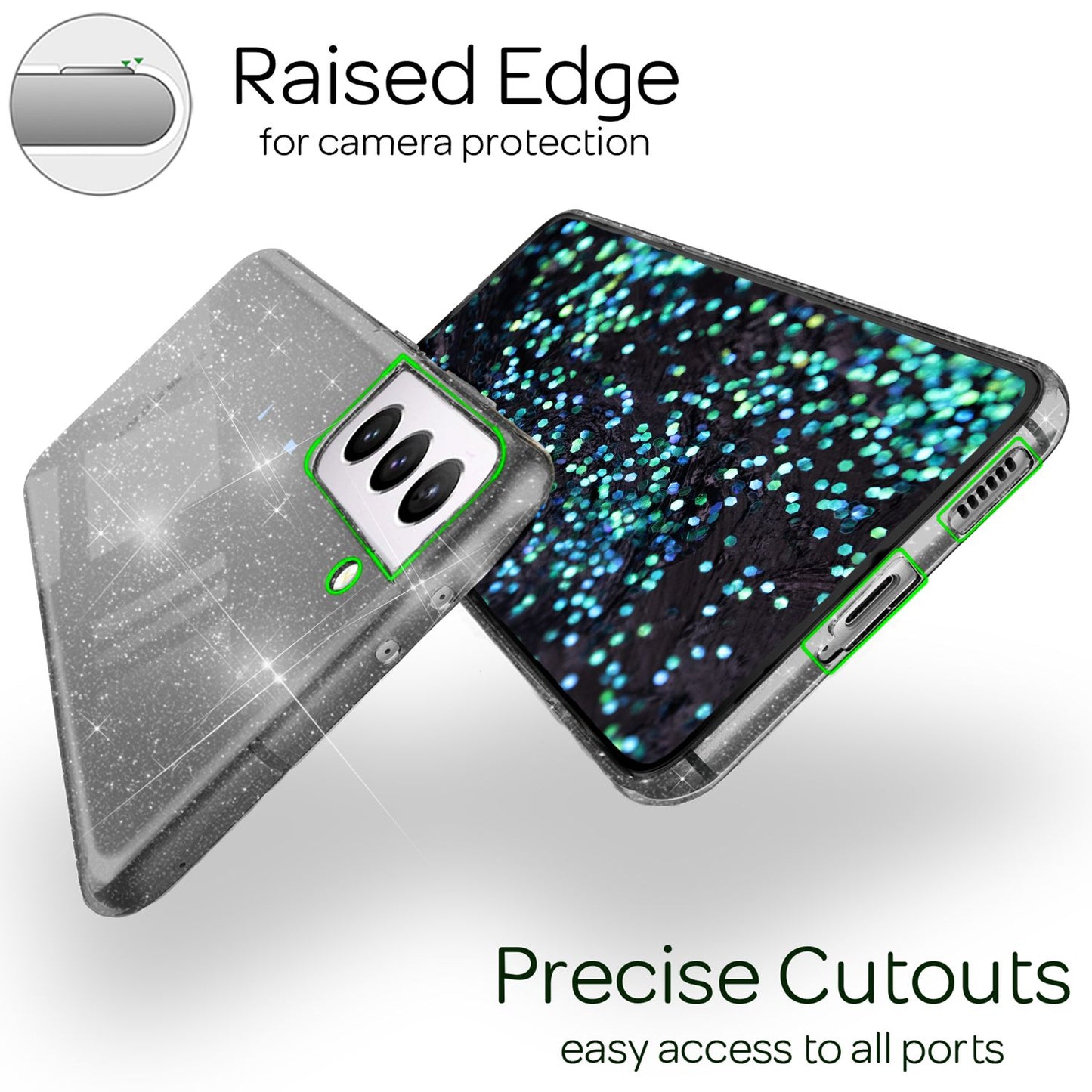 NALIA Glitzerhülle für Samsung Galaxy S22 – Funkelndes Silikon Case – DAZZLIN (Transparent & Stoßfest) – Marke aus Berlin