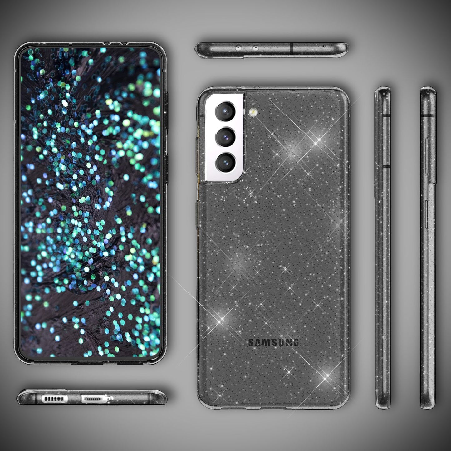 NALIA Glitzerhülle für Samsung Galaxy S22 – Funkelndes Silikon Case – DAZZLIN (Transparent & Stoßfest) – Marke aus Berlin