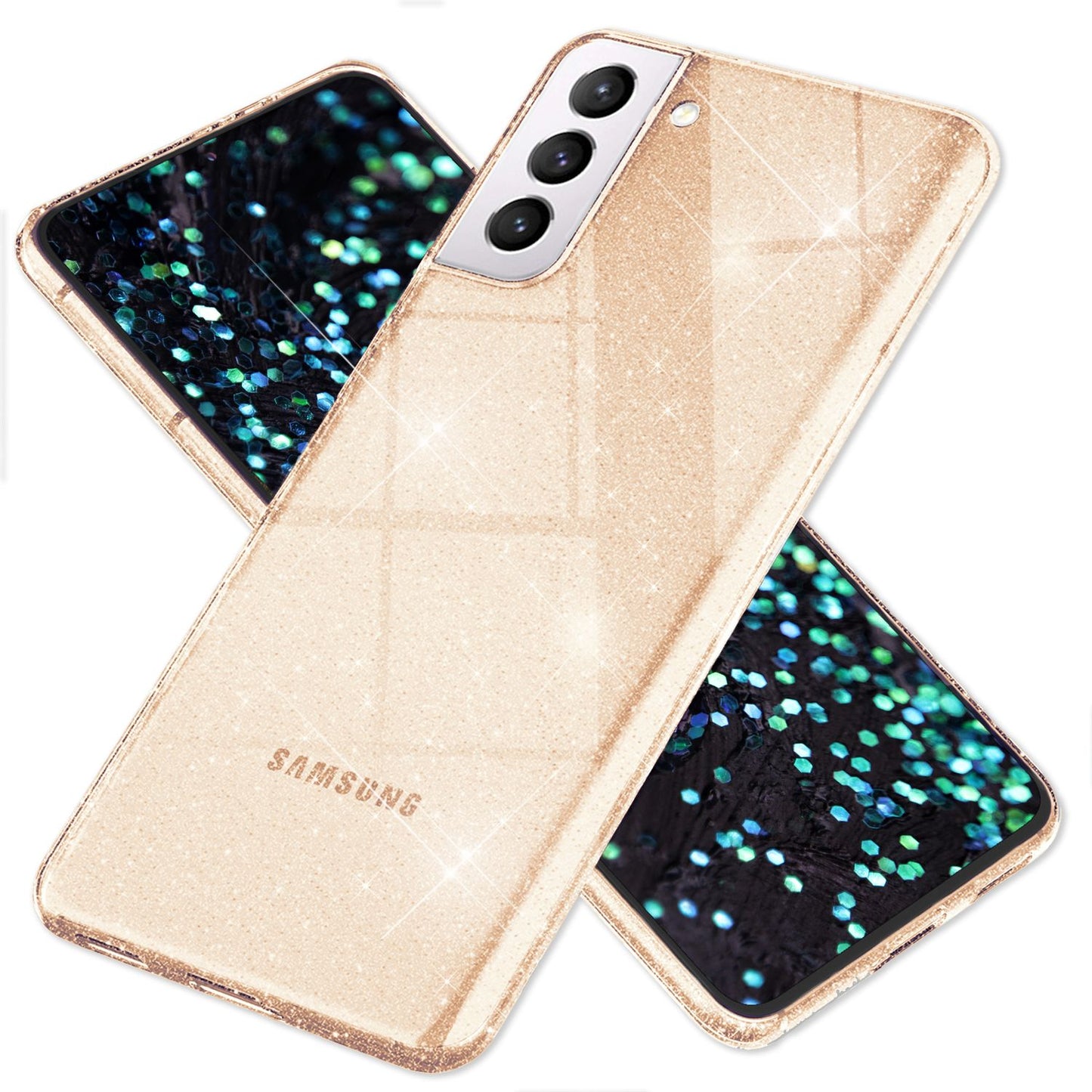 NALIA Glitzerhülle für Samsung Galaxy S22 Plus – Funkelndes Silikon Case – DAZZLIN (Transparent & Stoßfest) – Marke aus Berlin
