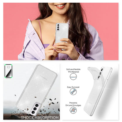 NALIA Glitzerhülle für Samsung Galaxy S22 Plus – Funkelndes Silikon Case – DAZZLIN (Transparent & Stoßfest) – Marke aus Berlin
