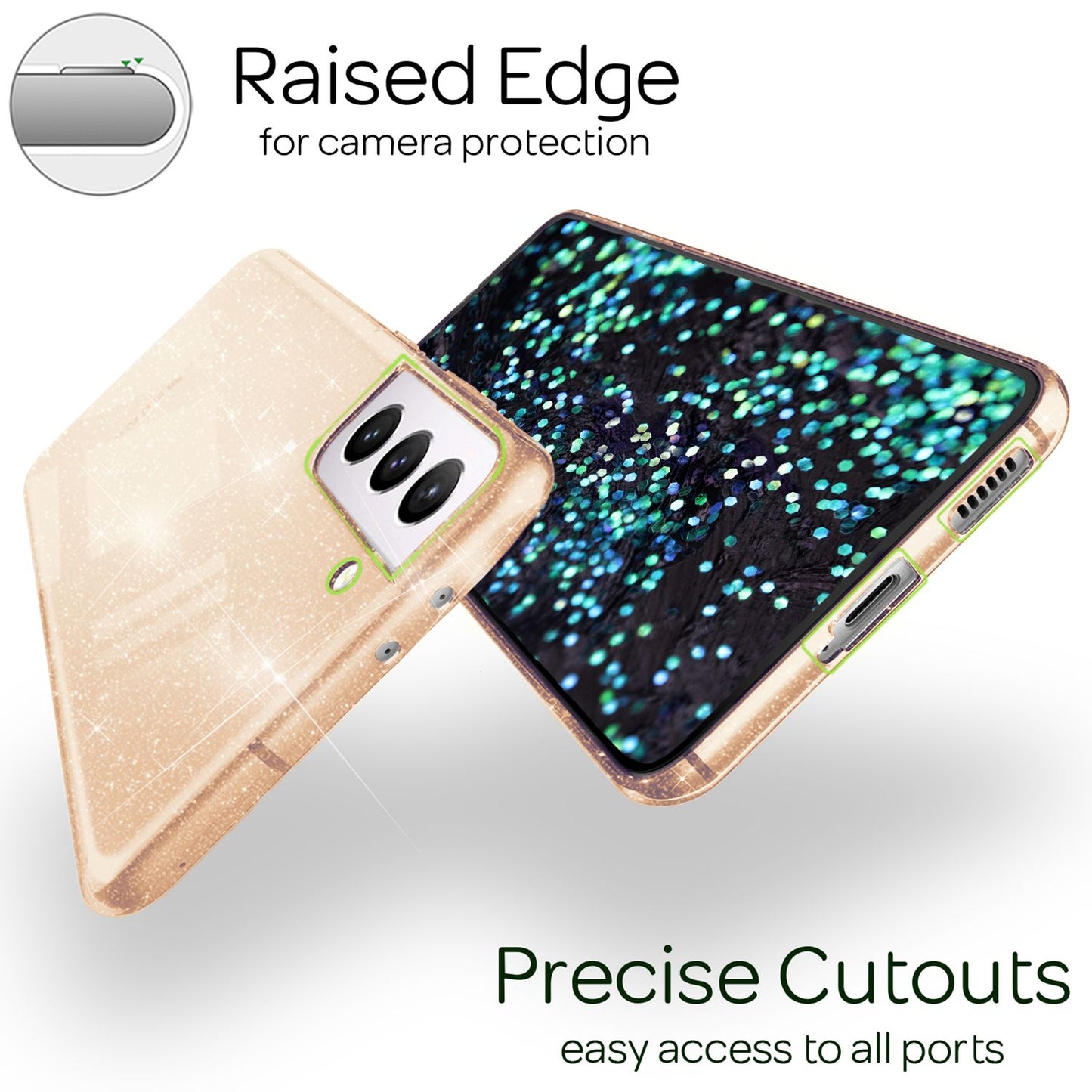 NALIA Glitzerhülle für Samsung Galaxy S22 Plus – Funkelndes Silikon Case – DAZZLIN (Transparent & Stoßfest) – Marke aus Berlin
