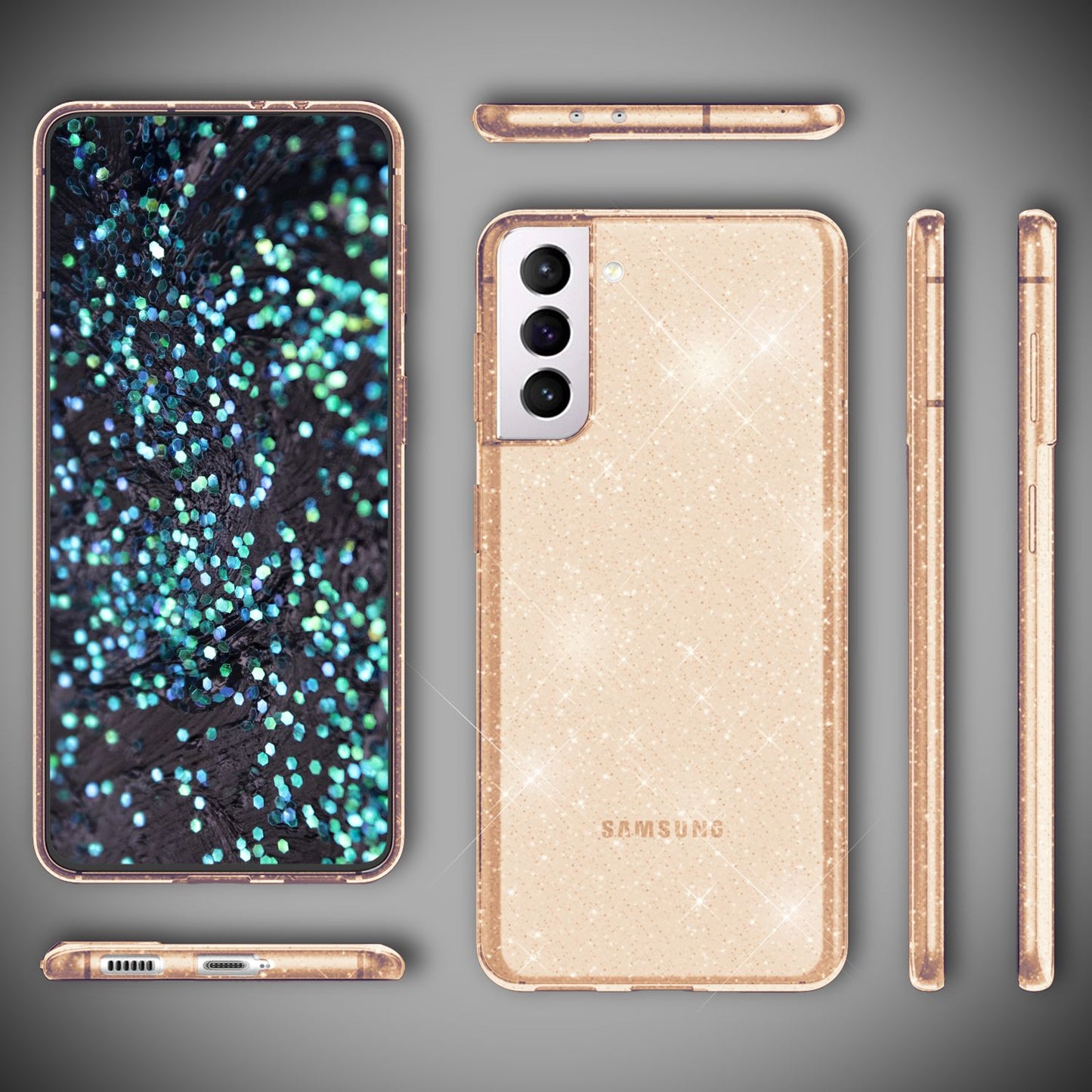 NALIA Glitzerhülle für Samsung Galaxy S22 Plus – Funkelndes Silikon Case – DAZZLIN (Transparent & Stoßfest) – Marke aus Berlin