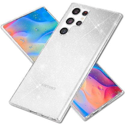 NALIA Glitzerhülle für Samsung Galaxy S22 Ultra – Funkelndes Silikon Case – DAZZLIN (Transparent & Stoßfest) – Marke aus Berlin