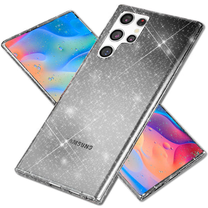 NALIA Glitzerhülle für Samsung Galaxy S22 Ultra – Funkelndes Silikon Case – DAZZLIN (Transparent & Stoßfest) – Marke aus Berlin