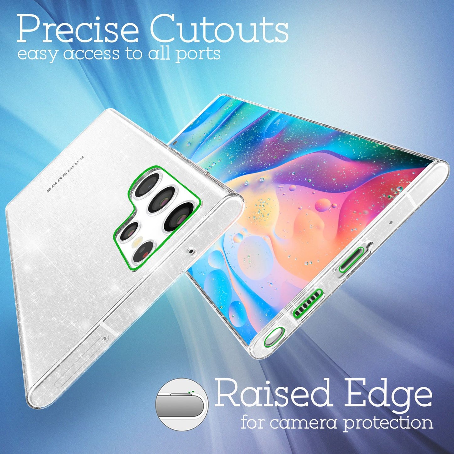 NALIA Glitzerhülle für Samsung Galaxy S22 Ultra – Funkelndes Silikon Case – DAZZLIN (Transparent & Stoßfest) – Marke aus Berlin