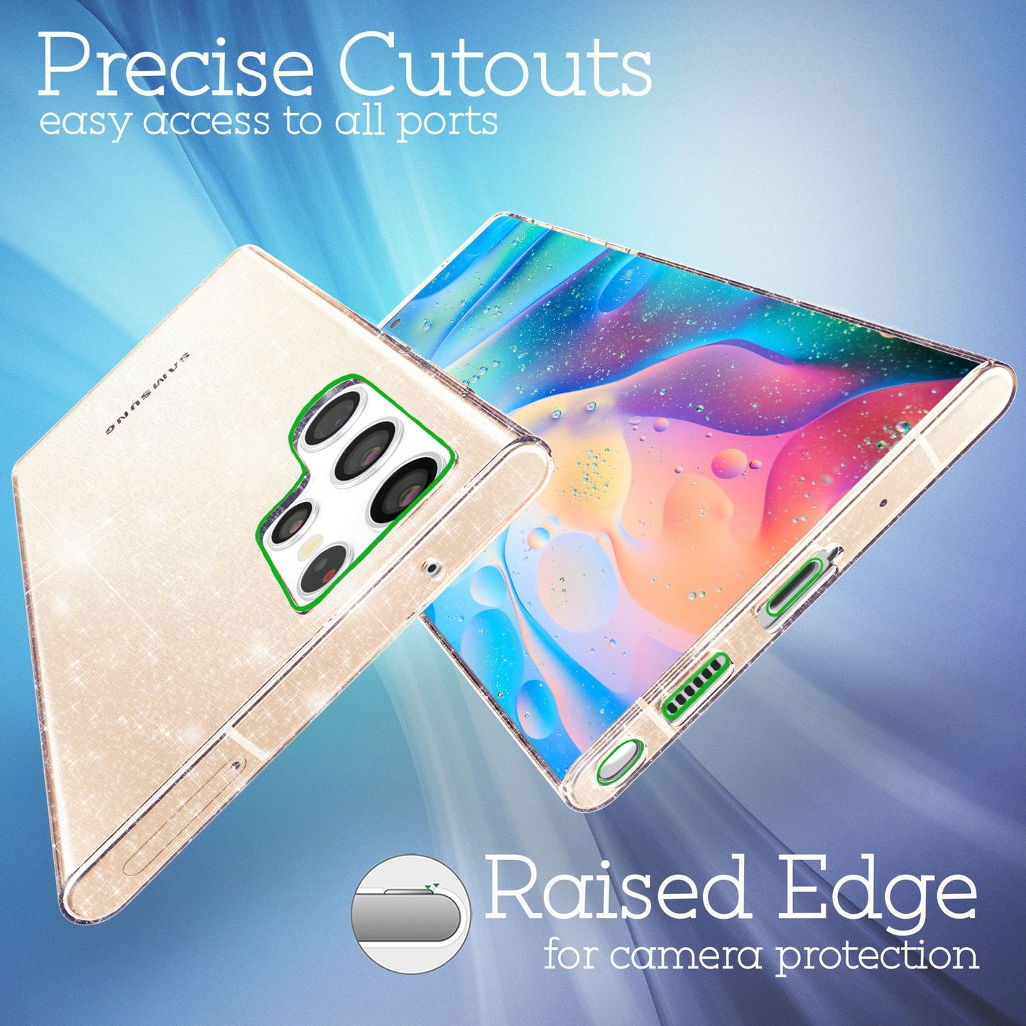 NALIA Glitzerhülle für Samsung Galaxy S22 Ultra – Funkelndes Silikon Case – DAZZLIN (Transparent & Stoßfest) – Marke aus Berlin