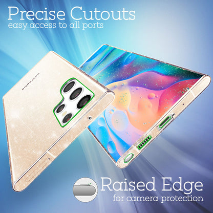 NALIA Glitzerhülle für Samsung Galaxy S22 Ultra – Funkelndes Silikon Case – DAZZLIN (Transparent & Stoßfest) – Marke aus Berlin