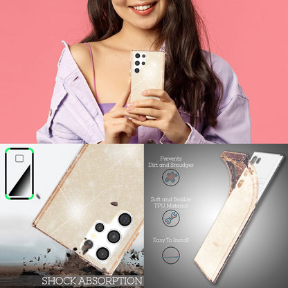 NALIA Glitzerhülle für Samsung Galaxy S22 Ultra – Funkelndes Silikon Case – DAZZLIN (Transparent & Stoßfest) – Marke aus Berlin
