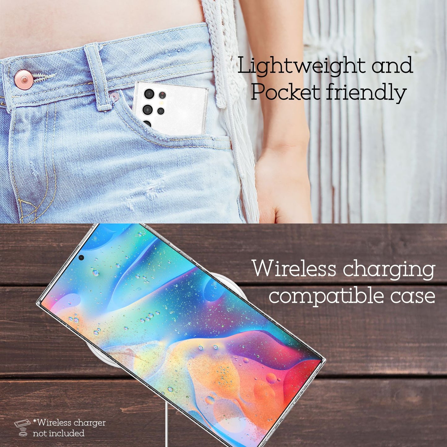 NALIA Glitzerhülle für Samsung Galaxy S22 Ultra – Funkelndes Silikon Case – DAZZLIN (Transparent & Stoßfest) – Marke aus Berlin
