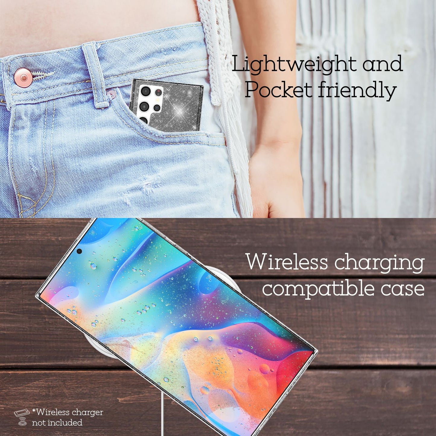 NALIA Glitzerhülle für Samsung Galaxy S22 Ultra – Funkelndes Silikon Case – DAZZLIN (Transparent & Stoßfest) – Marke aus Berlin