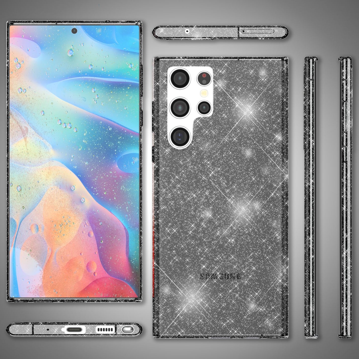 NALIA Glitzerhülle für Samsung Galaxy S22 Ultra – Funkelndes Silikon Case – DAZZLIN (Transparent & Stoßfest) – Marke aus Berlin
