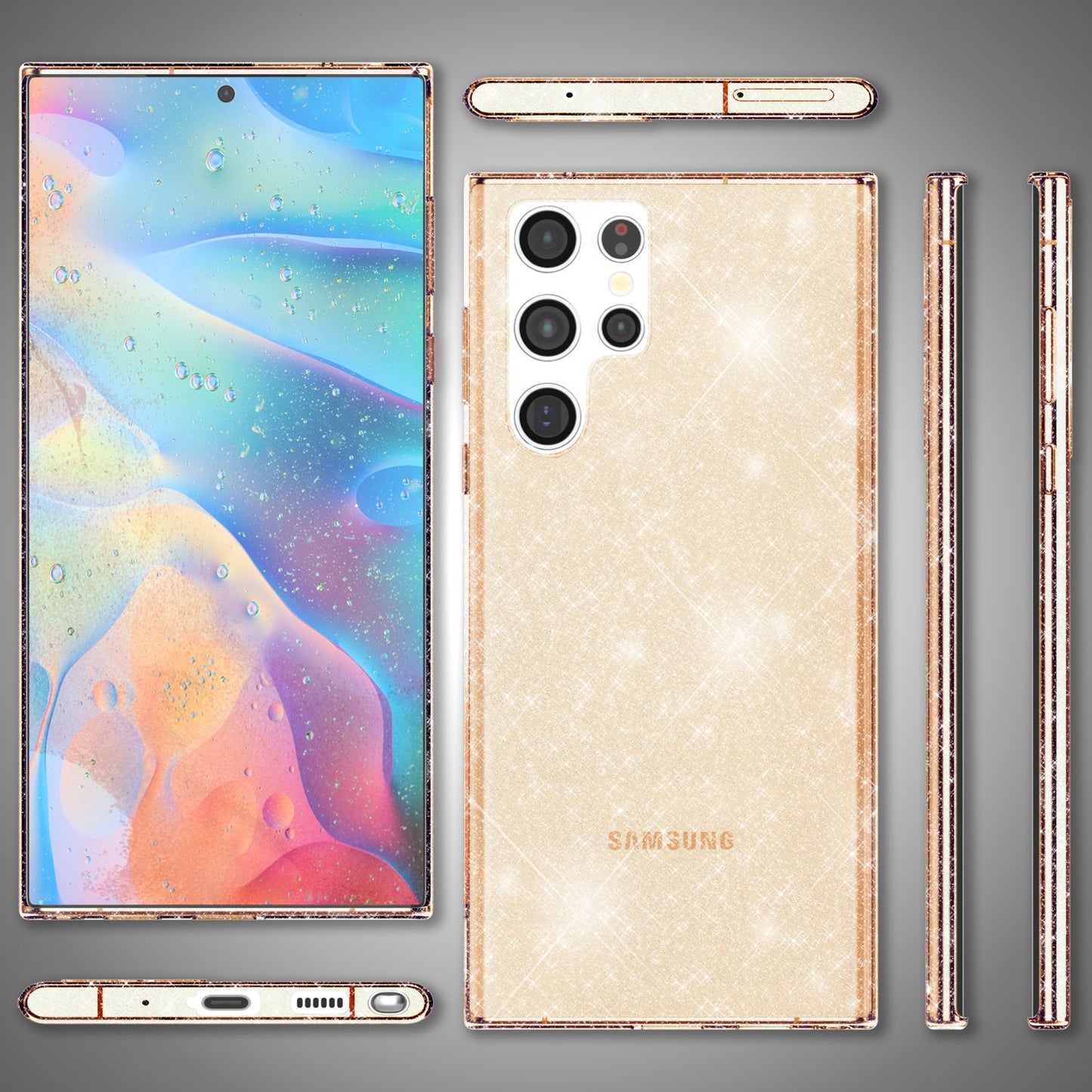 NALIA Glitzerhülle für Samsung Galaxy S22 Ultra – Funkelndes Silikon Case – DAZZLIN (Transparent & Stoßfest) – Marke aus Berlin