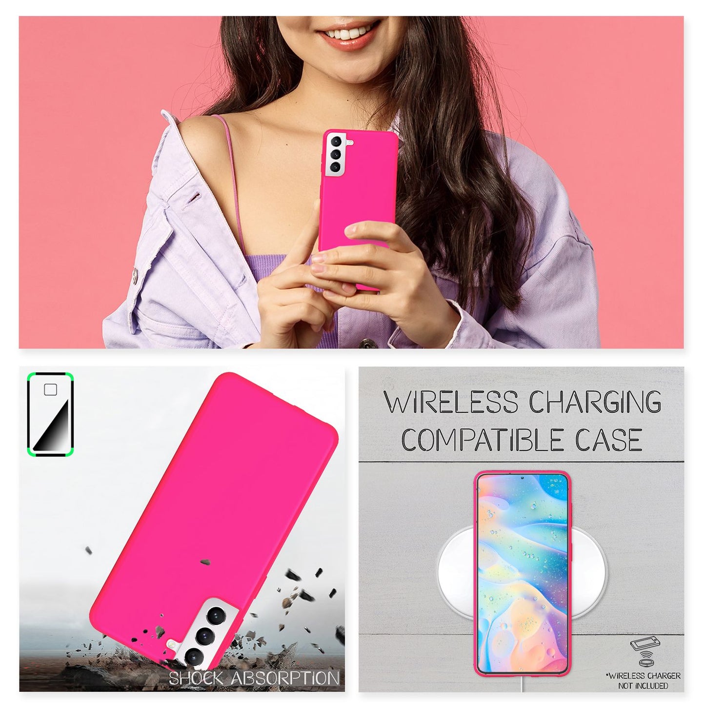 NALIA Neon Silikonhülle für Samsung Galaxy S22 – Soft-Touch & Signal-Neon – NEONSHOCK (Matte Schutzhülle) – Marke aus Berlin
