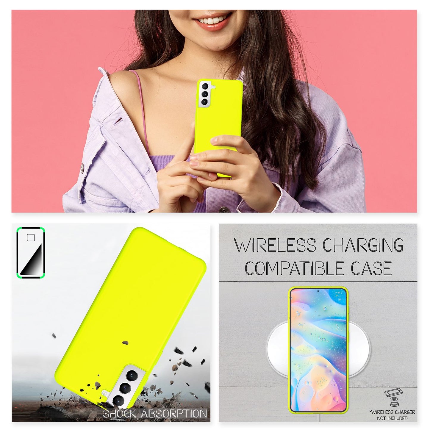 NALIA Neon Silikonhülle für Samsung Galaxy S22 – Soft-Touch & Signal-Neon – NEONSHOCK (Matte Schutzhülle) – Marke aus Berlin