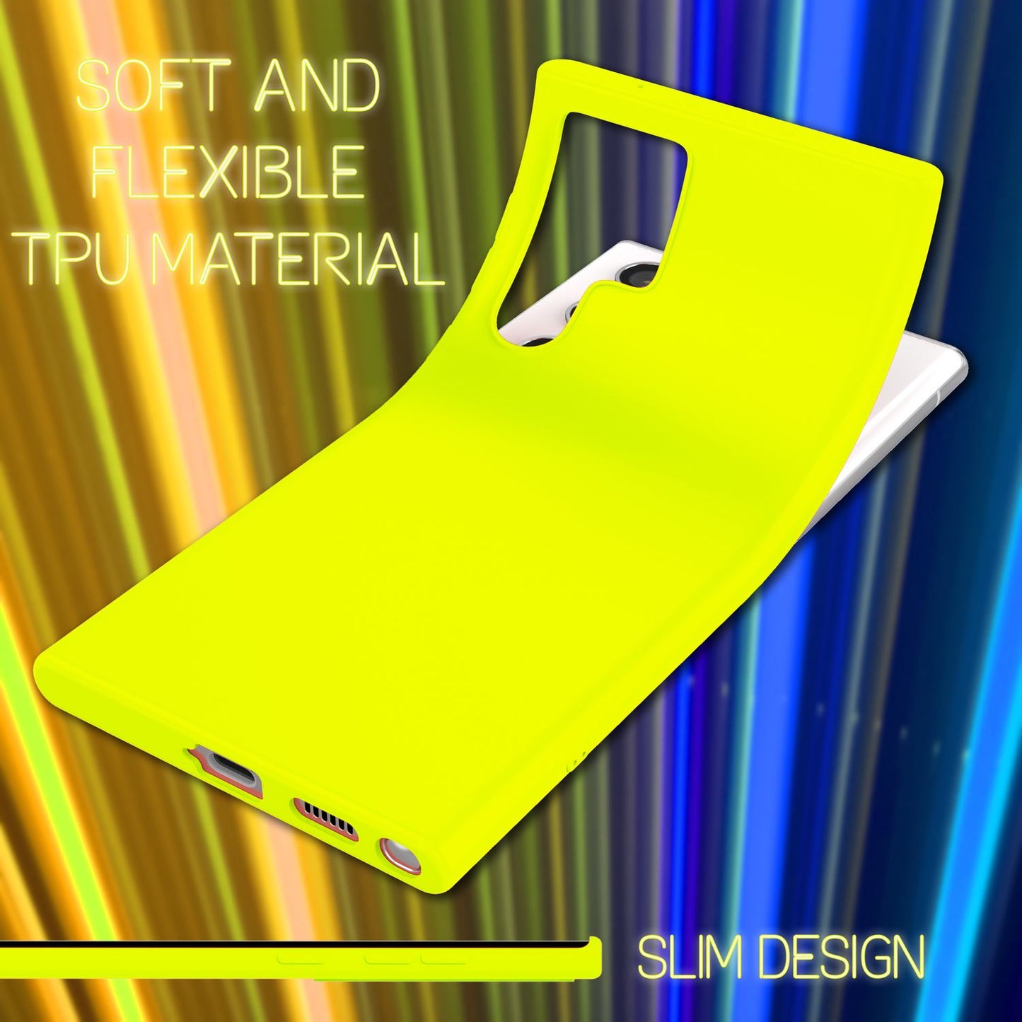 NALIA Neon Silikonhülle für Samsung Galaxy S22 Ultra – Soft-Touch & Signal-Neon – NEONSHOCK (Matte Schutzhülle) – Marke aus Berlin