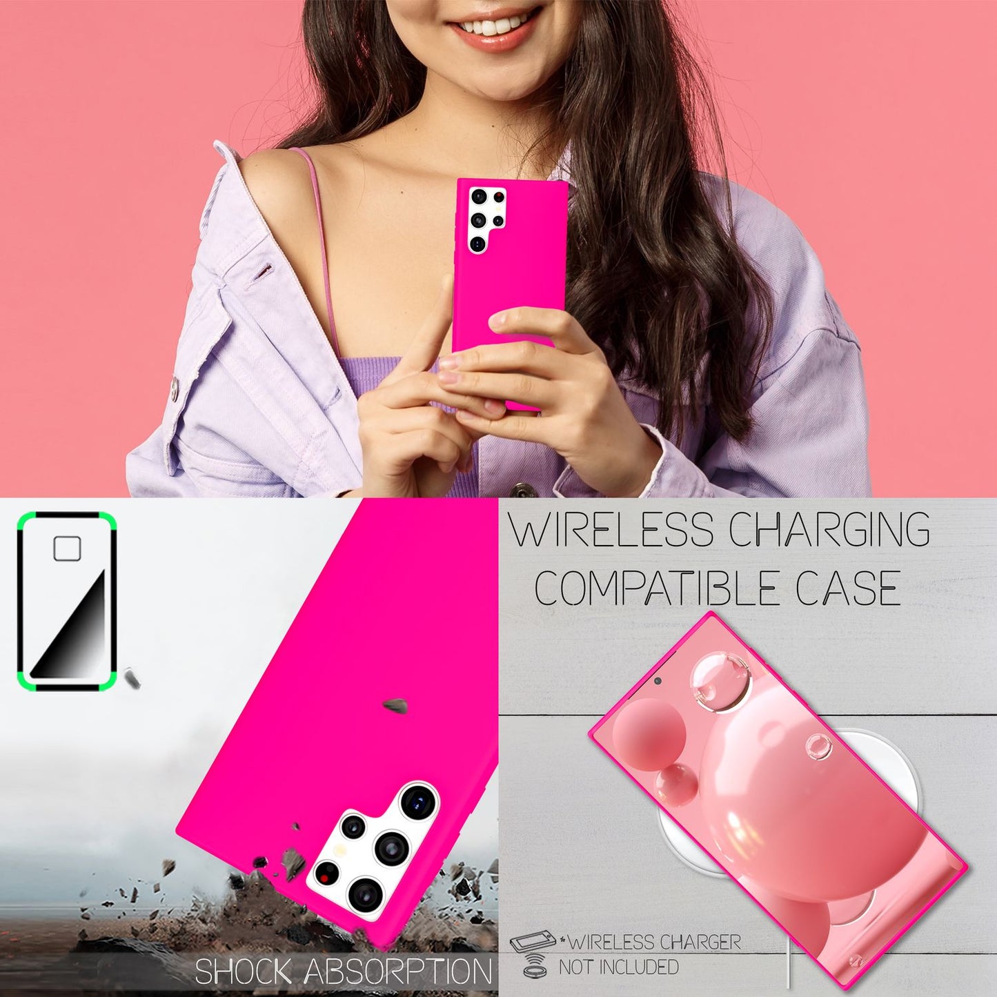 NALIA Neon Silikonhülle für Samsung Galaxy S22 Ultra – Soft-Touch & Signal-Neon – NEONSHOCK (Matte Schutzhülle) – Marke aus Berlin