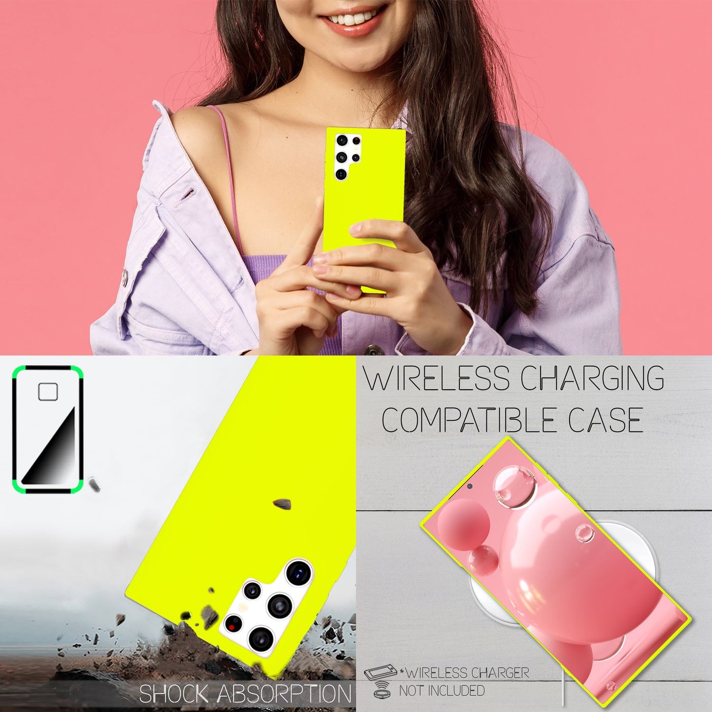 NALIA Neon Silikonhülle für Samsung Galaxy S22 Ultra – Soft-Touch & Signal-Neon – NEONSHOCK (Matte Schutzhülle) – Marke aus Berlin