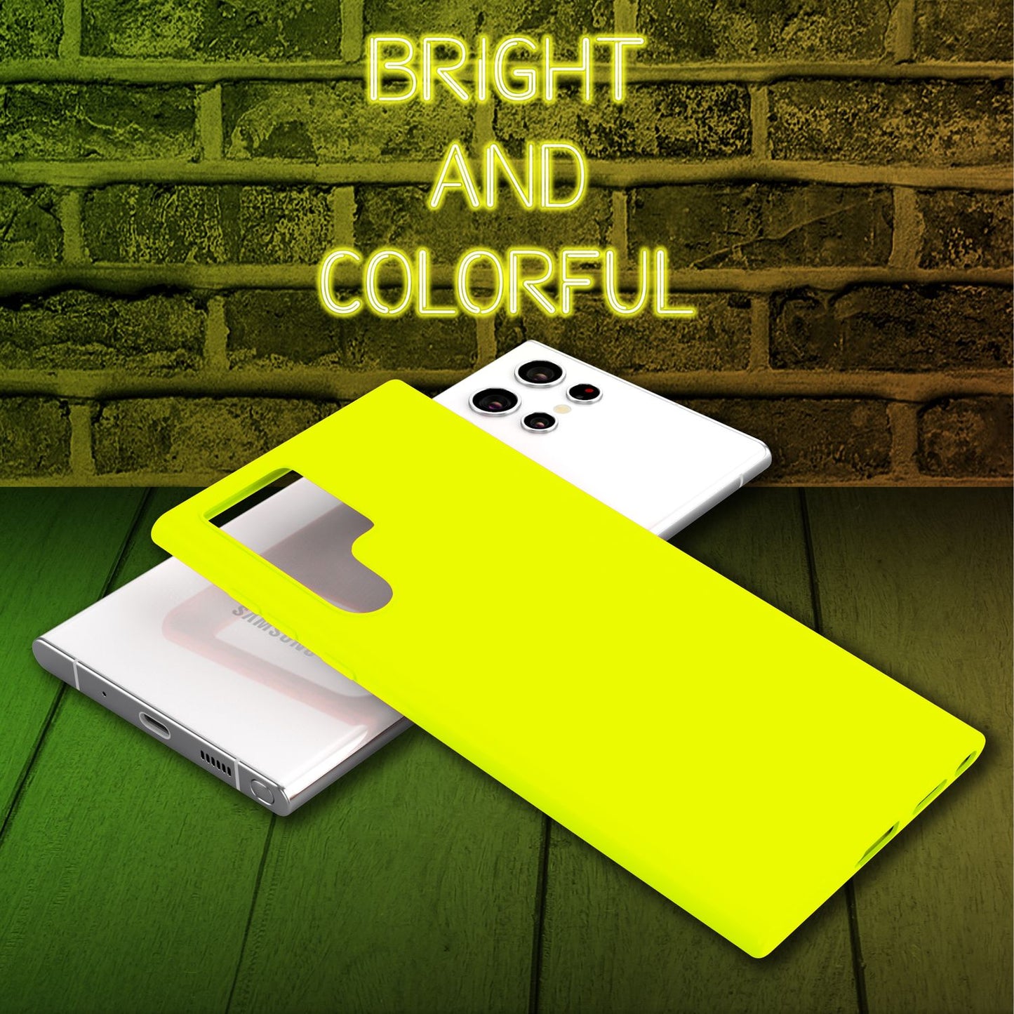 NALIA Neon Silikonhülle für Samsung Galaxy S22 Ultra – Soft-Touch & Signal-Neon – NEONSHOCK (Matte Schutzhülle) – Marke aus Berlin