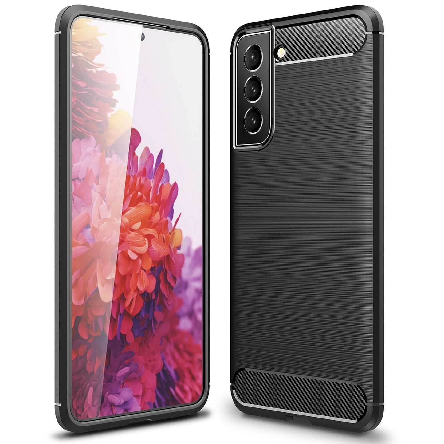 NALIA Silikonhülle für Samsung Galaxy S22 – Rutschfest & Matt – VORTEX (Gebürstete Optik & Carbon Design) – Marke aus Berlin