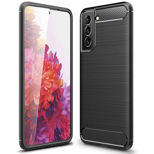 NALIA Silikonhülle für Samsung Galaxy S22 – Rutschfest & Matt – VORTEX (Gebürstete Optik & Carbon Design) – Marke aus Berlin