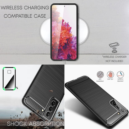 NALIA Silikonhülle für Samsung Galaxy S22 Plus – Rutschfest & Matt – VORTEX (Gebürstete Optik & Carbon Design) – Marke aus Berlin