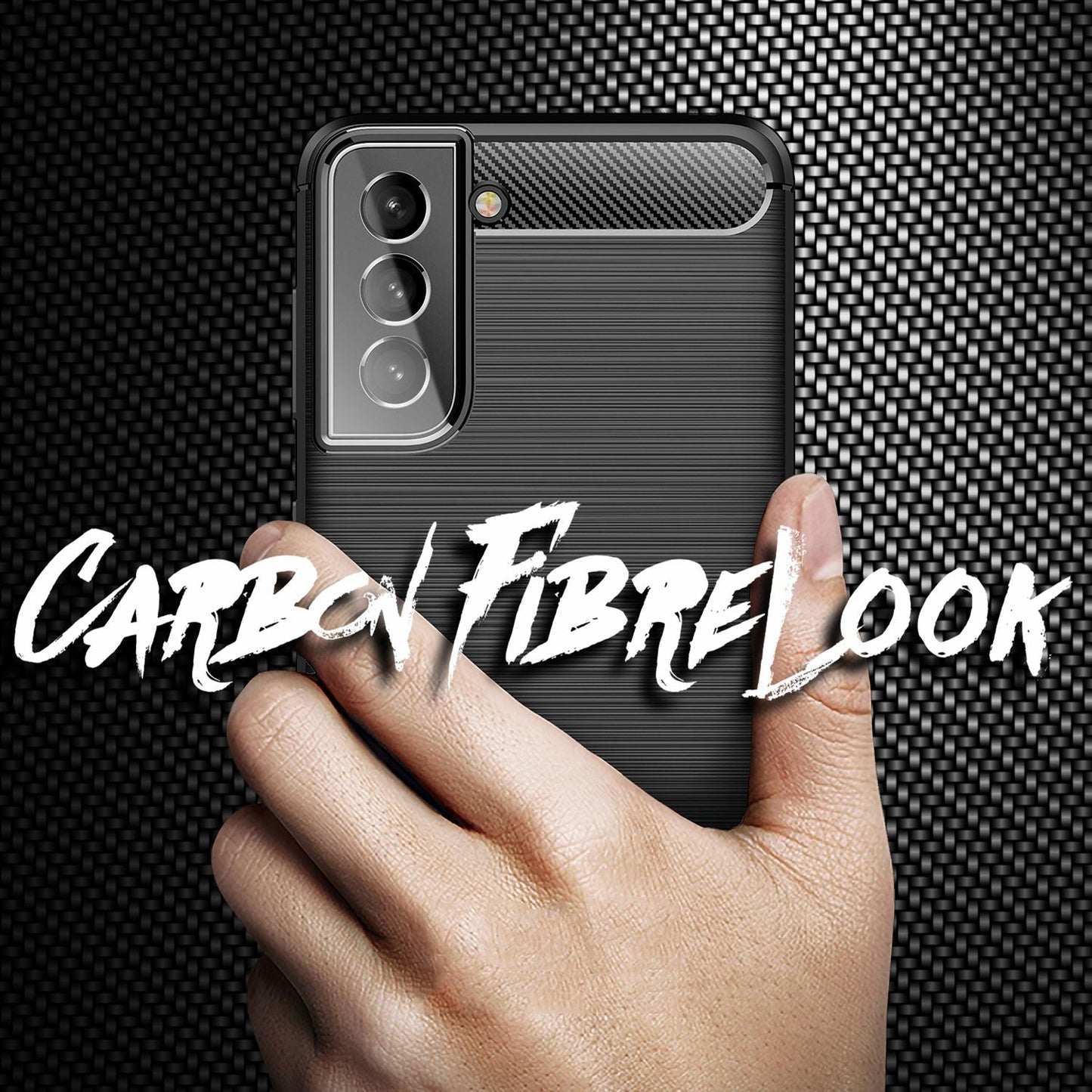 NALIA Silikonhülle für Samsung Galaxy S22 Plus – Rutschfest & Matt – VORTEX (Gebürstete Optik & Carbon Design) – Marke aus Berlin