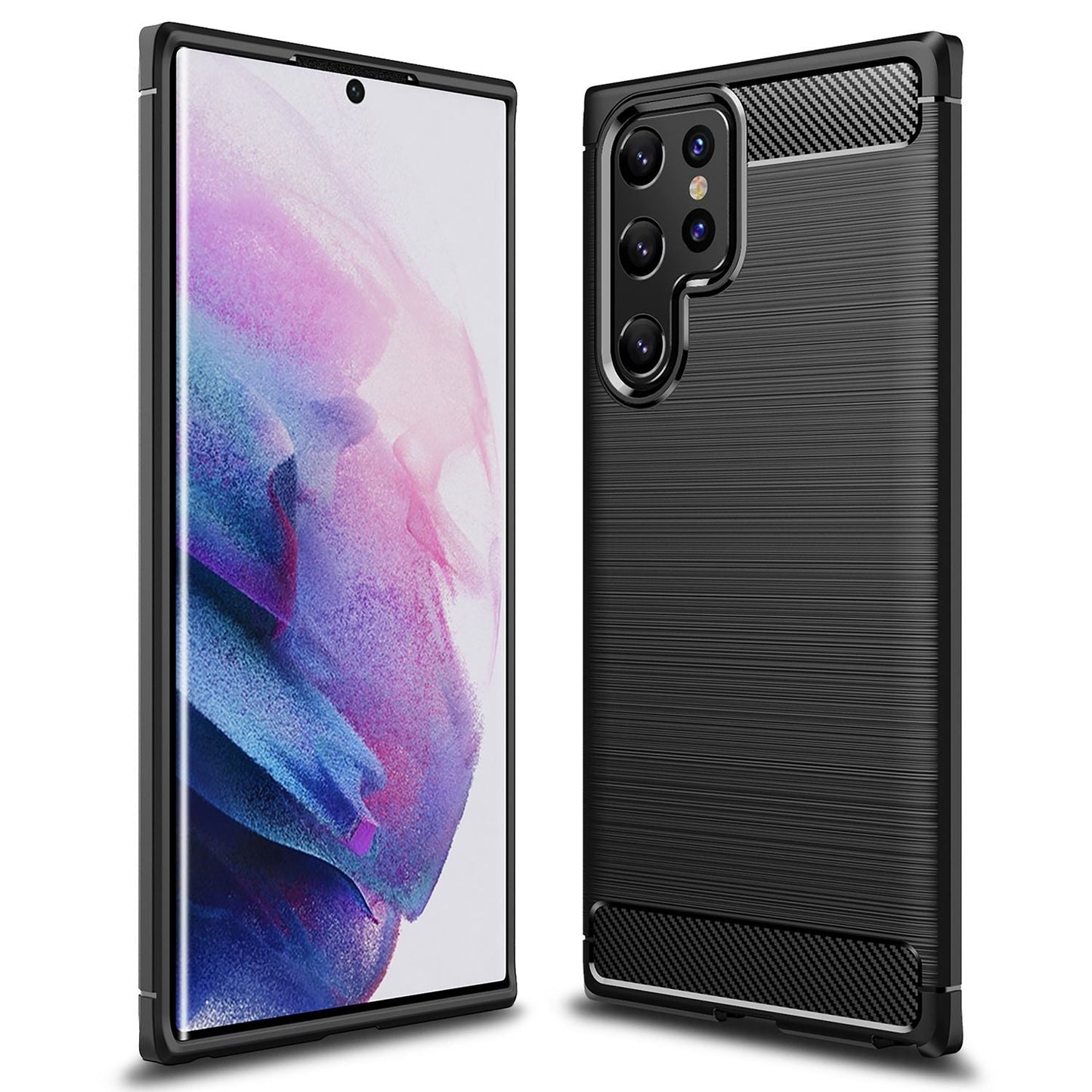 NALIA Silikonhülle für Samsung Galaxy S22 Ultra – Rutschfest & Matt – VORTEX (Gebürstete Optik & Carbon Design) – Marke aus Berlin