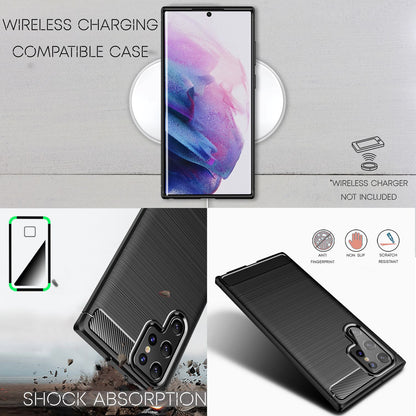 NALIA Silikonhülle für Samsung Galaxy S22 Ultra – Rutschfest & Matt – VORTEX (Gebürstete Optik & Carbon Design) – Marke aus Berlin