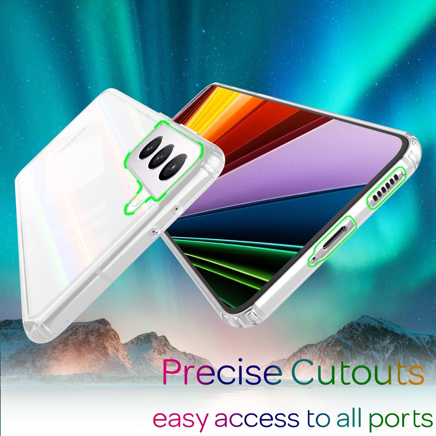 NALIA Transparente Glashülle für Samsung Galaxy S22 – Holografischer Prisma-Effekt (Regenbogen Schimmer) – 9H Hartglas & Anti-Gelb – AURORA – Marke aus Berlin