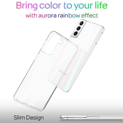 NALIA Transparente Glashülle für Samsung Galaxy S22 Plus – Holografischer Prisma-Effekt (Regenbogen Schimmer) – 9H Hartglas & Anti-Gelb – AURORA – Marke aus Berlin