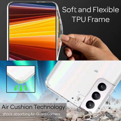 NALIA Transparente Glashülle für Samsung Galaxy S22 Plus – Holografischer Prisma-Effekt (Regenbogen Schimmer) – 9H Hartglas & Anti-Gelb – AURORA – Marke aus Berlin