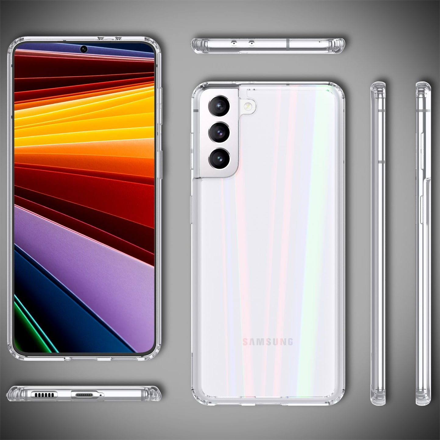 NALIA Transparente Glashülle für Samsung Galaxy S22 Plus – Holografischer Prisma-Effekt (Regenbogen Schimmer) – 9H Hartglas & Anti-Gelb – AURORA – Marke aus Berlin