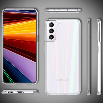 NALIA Transparente Glashülle für Samsung Galaxy S22 Plus – Holografischer Prisma-Effekt (Regenbogen Schimmer) – 9H Hartglas & Anti-Gelb – AURORA – Marke aus Berlin