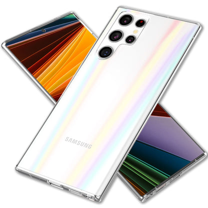 NALIA Transparente Glashülle für Samsung Galaxy S22 Ultra – Holografischer Prisma-Effekt (Regenbogen Schimmer) – 9H Hartglas & Anti-Gelb – AURORA – Marke aus Berlin