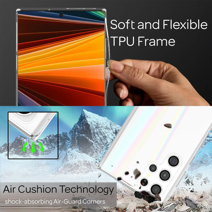 NALIA Transparente Glashülle für Samsung Galaxy S22 Ultra – Holografischer Prisma-Effekt (Regenbogen Schimmer) – 9H Hartglas & Anti-Gelb – AURORA – Marke aus Berlin