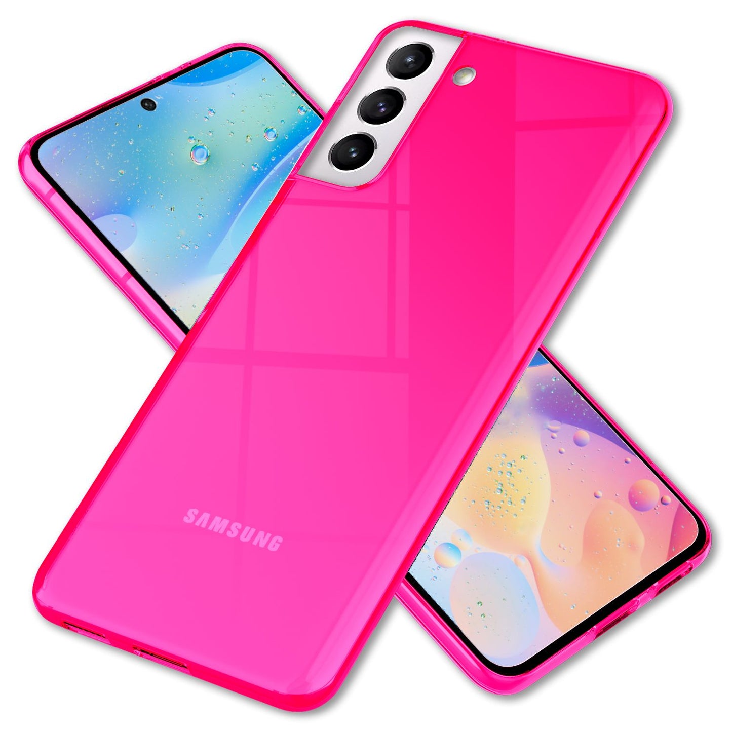 NALIA Neon Silikonhülle für Samsung Galaxy S22 – Knallige Signal-Farbe & Linsenschutz – VIBE (Transparentes Case) – Marke aus Berlin