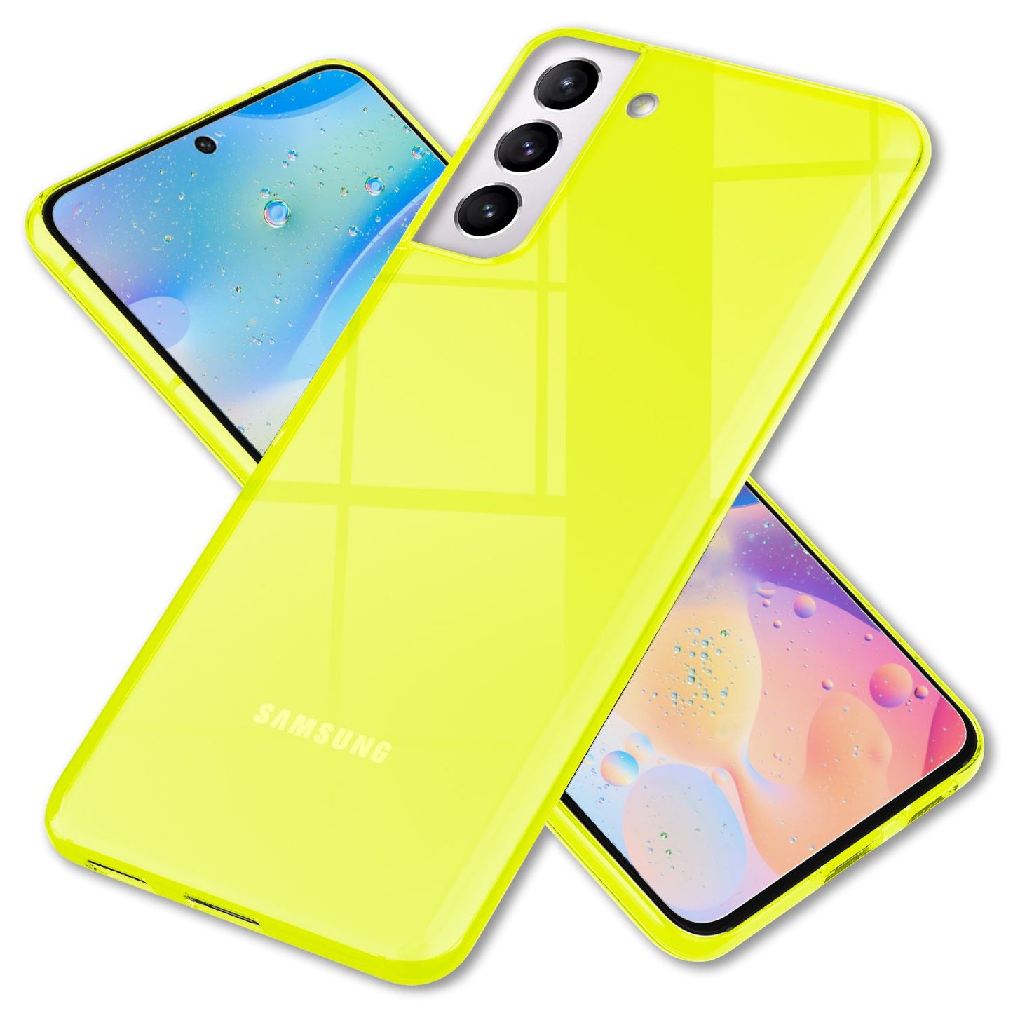 NALIA Neon Silikonhülle für Samsung Galaxy S22 – Knallige Signal-Farbe & Linsenschutz – VIBE (Transparentes Case) – Marke aus Berlin