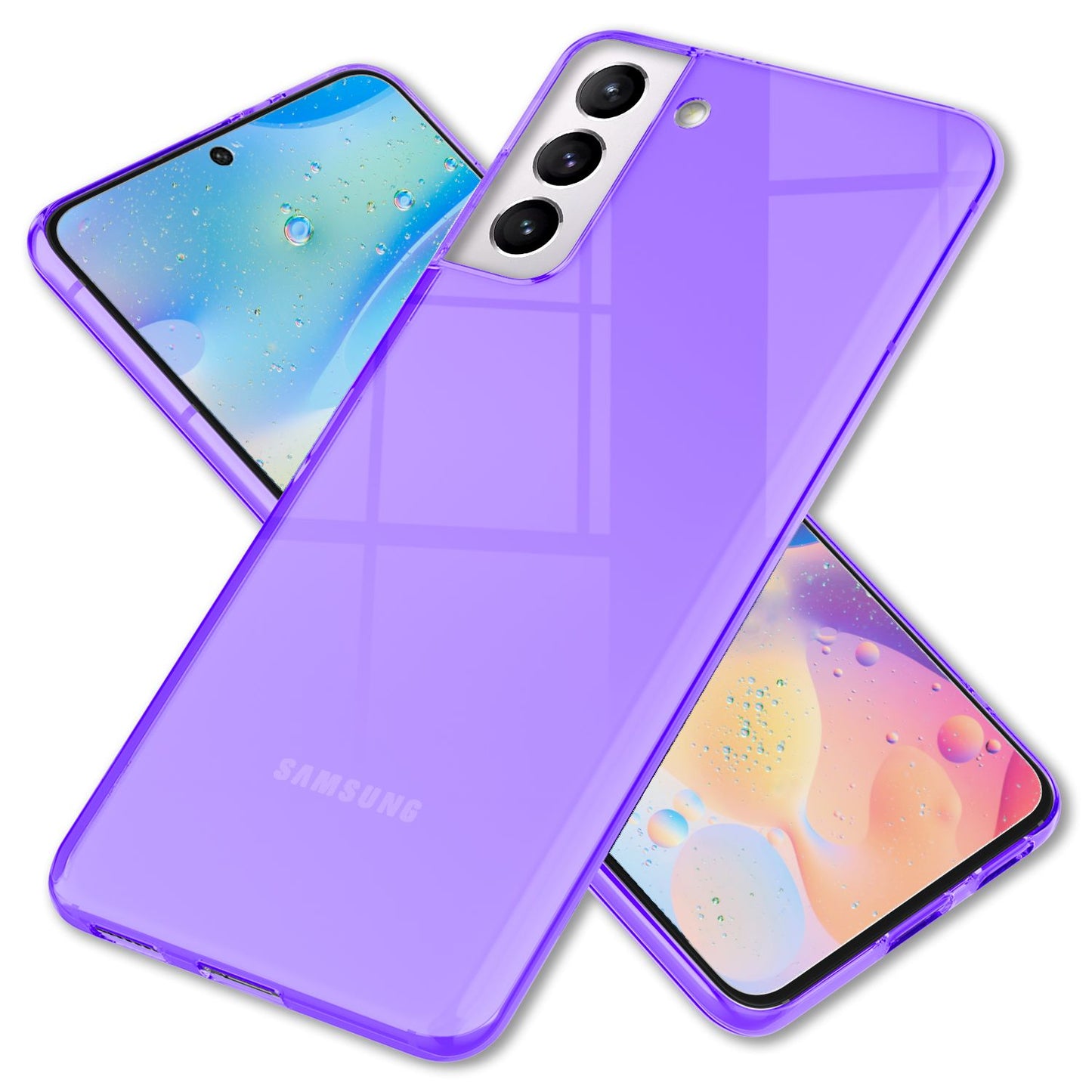 NALIA Neon Silikonhülle für Samsung Galaxy S22 – Knallige Signal-Farbe & Linsenschutz – VIBE (Transparentes Case) – Marke aus Berlin