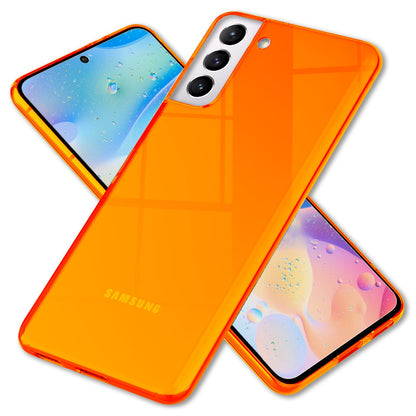 NALIA Neon Silikonhülle für Samsung Galaxy S22 – Knallige Signal-Farbe & Linsenschutz – VIBE (Transparentes Case) – Marke aus Berlin