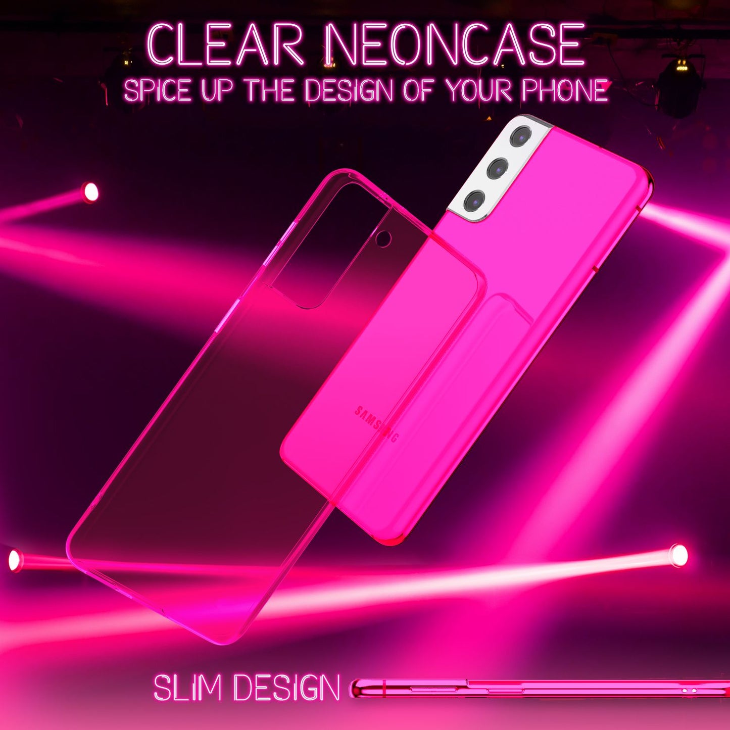 NALIA Neon Silikonhülle für Samsung Galaxy S22 – Knallige Signal-Farbe & Linsenschutz – VIBE (Transparentes Case) – Marke aus Berlin