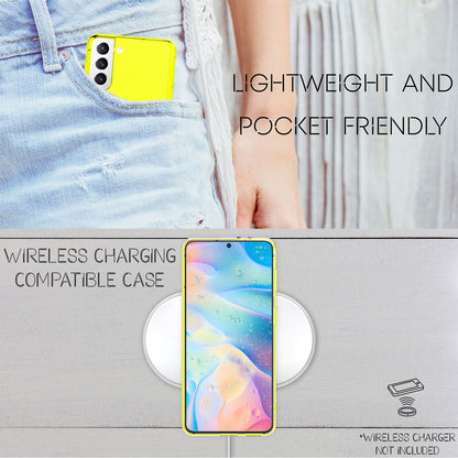 NALIA Neon Silikonhülle für Samsung Galaxy S22 – Knallige Signal-Farbe & Linsenschutz – VIBE (Transparentes Case) – Marke aus Berlin
