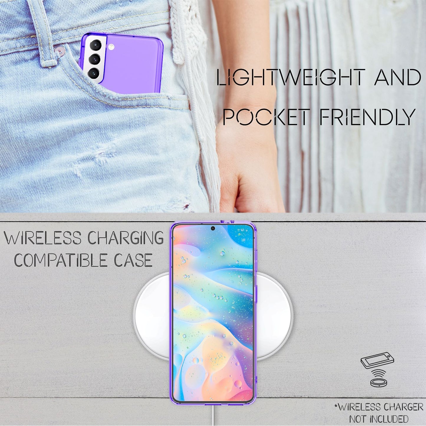 NALIA Neon Silikonhülle für Samsung Galaxy S22 – Knallige Signal-Farbe & Linsenschutz – VIBE (Transparentes Case) – Marke aus Berlin