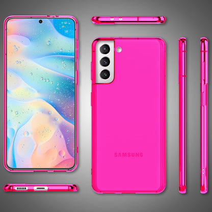 NALIA Neon Silikonhülle für Samsung Galaxy S22 – Knallige Signal-Farbe & Linsenschutz – VIBE (Transparentes Case) – Marke aus Berlin
