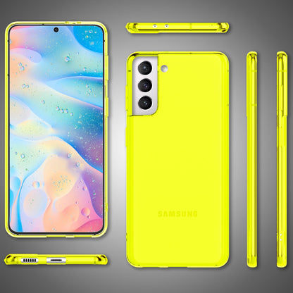 NALIA Neon Silikonhülle für Samsung Galaxy S22 – Knallige Signal-Farbe & Linsenschutz – VIBE (Transparentes Case) – Marke aus Berlin
