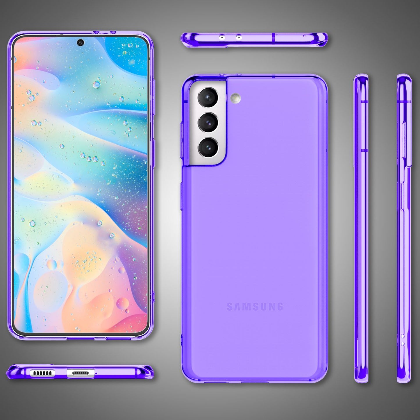 NALIA Neon Silikonhülle für Samsung Galaxy S22 – Knallige Signal-Farbe & Linsenschutz – VIBE (Transparentes Case) – Marke aus Berlin