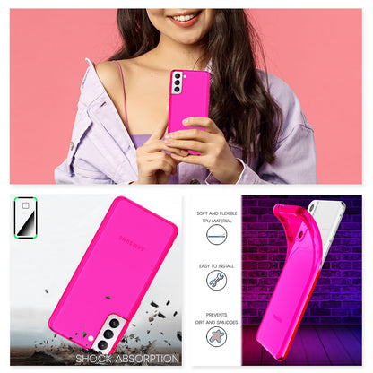 NALIA Neon Silikonhülle für Samsung Galaxy S22 Plus – Knallige Signal-Farbe & Linsenschutz – VIBE (Transparentes Case) – Marke aus Berlin