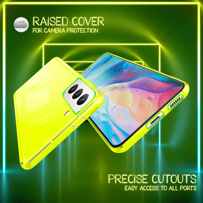 NALIA Neon Silikonhülle für Samsung Galaxy S22 Plus – Knallige Signal-Farbe & Linsenschutz – VIBE (Transparentes Case) – Marke aus Berlin