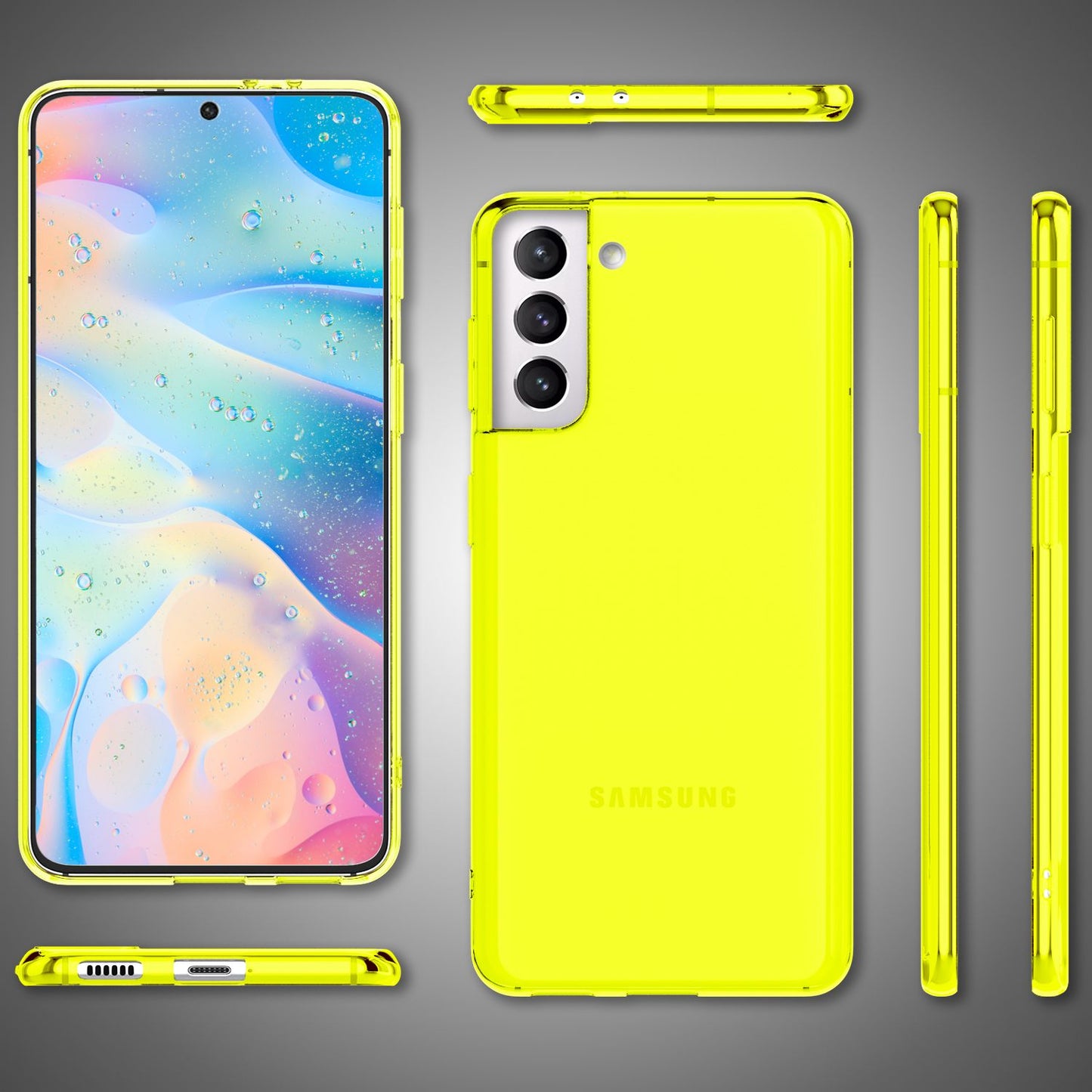NALIA Neon Silikonhülle für Samsung Galaxy S22 Plus – Knallige Signal-Farbe & Linsenschutz – VIBE (Transparentes Case) – Marke aus Berlin