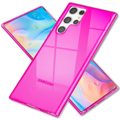 NALIA Neon Silikonhülle für Samsung Galaxy S22 Ultra – Knallige Signal-Farbe & Linsenschutz – VIBE (Transparentes Case) – Marke aus Berlin